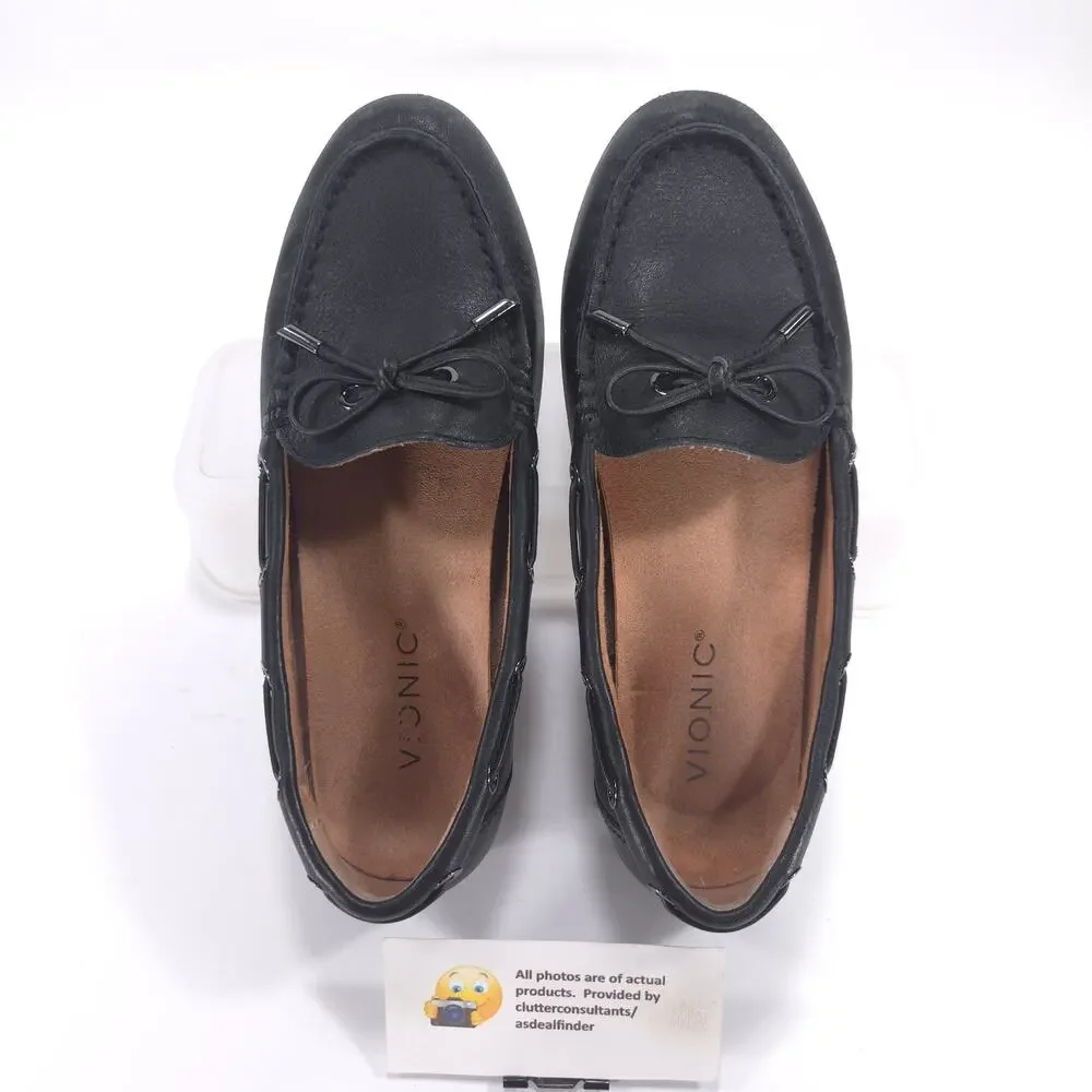 Vionic Virginia Leather Driving Moccasin Flat Womens Size 6.5 TVW5282 Black